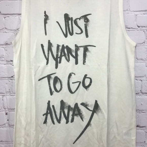 NWT Haute Hippie Muscle Tee Distressed Graphic Punk Ivory Tank Top Super Soft - Picture 8 of 8